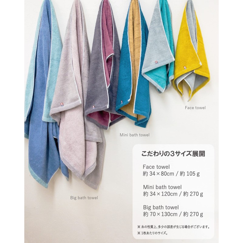 Mini Bath Towel, Imabari, Certified, 2 Piece Set, Thick, Small,