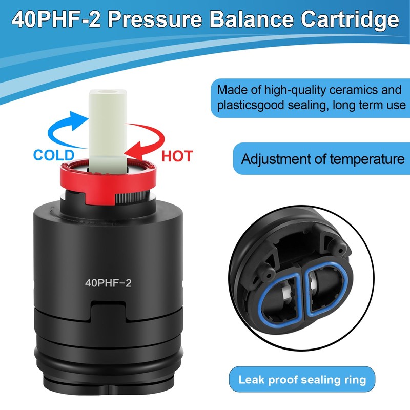 40PHF-2 Pressure Balance ​Cartridg, 40mm Shower Faucet Cartridge Replacement, Compatible