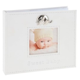 Shudehill Giftware Silver Elephant Sweet Baby White Photo Album/Frame - 6X4 Various Sizes (Large Album)