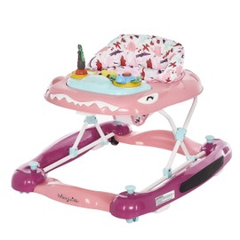 Dream On Me 2-in-1 Convertible Baby Steps Activity Walker and Rocker in Pink, Adjustable Three Position Height Setting, Removable Tray, Easy to Fold and Store Baby Walker