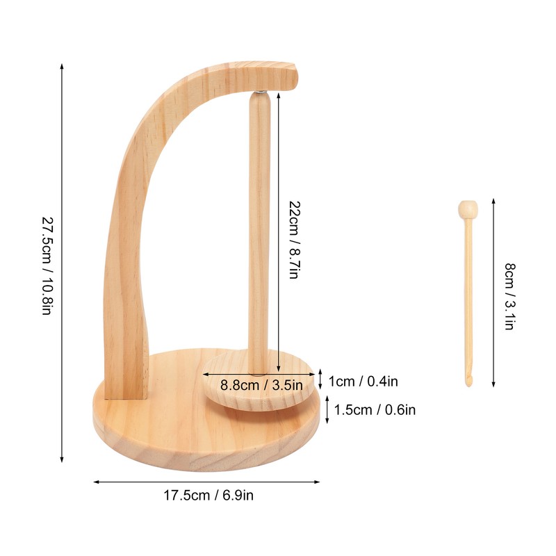 Yarn Holder Easy Installation Stable Structure Rotatable Wooden Yarn Ball