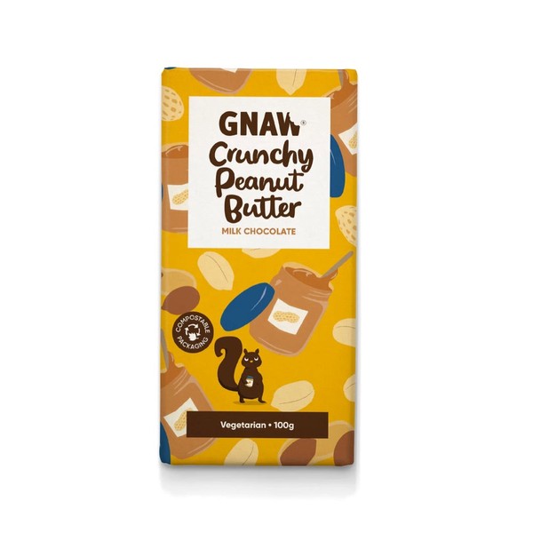 GNAW CHOCOLATE Handcrafted Milk Chocolate Crunchy Peanut Butter, 12x