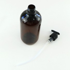 DIY Container Amber PET Plastic Bottle with Black Lotion Pump - 500ml