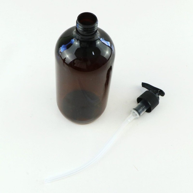 DIY Container Amber PET Plastic Bottle with Black Lotion Pump