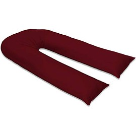 Crescent Collection U Shaped Pillowcase Cover Pregnancy Maternity Nursing Full Body Pillowcase Cover (Burgundy, 9FT U Pillowcase Cover Only)