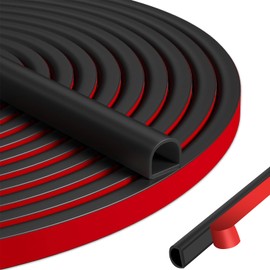 Xbaiyanr 20FT Silicone Weather Stripping Door Seal,Self Adhesive Door Weather Stripping,D Shaped Soundproofing Door Seal Strip for Door Frame Insulation Large Gap(9/16" W×15/32" T Black)