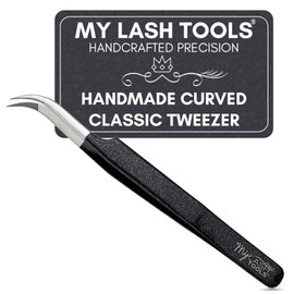 My Lash Tools Curved Classic Fiber Tip Lash Tweezer 12cm – Precision Stainless Steel Eyelash Extension Tool, Anti-Slip Grip, Fine Curved Tip for Classic & Volume Lashing (Black)