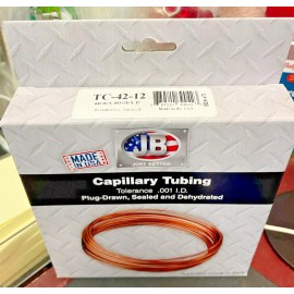 JB Industries Capillary Tubing, JB Industries, COPPER,  .042 ID x .093 OD x 12 Feet, #TC-42-12