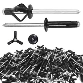 Black Tri-Fold Rivets 60pcs 3/16" x 1" - Heavy Duty Aluminum Pop Fasteners for Metal Strong Closed End Design Reliable Blind Rivet Assortment Kit for Repairs Construction and DIY
