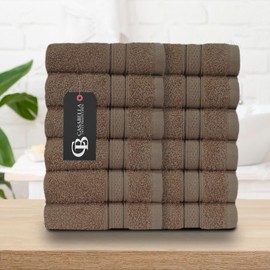 CasaBella Pack Of 12 100% Cotton Face Cloth Towels Flannels Wash Cloth 550 Gsm (12 Pieces Face Towel Set, Grey) (12 Pieces Set, Truffle)