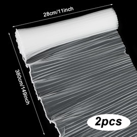 KIMOBER 2 Pack 4.37 Yards White Flower Wrapping Mesh Paper,Pearl Edge Wrinkled Wavy Net Yarn Flower Wrapping Mesh Paper for Valentine's Day Mother's Day Wedding Florist Supplies (White)