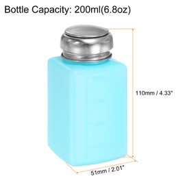 HARFINGTON 3pcs Solvent Alcohol Dispenser 200ml(6.8oz) Press Type ESD Safe Anti-Splash Liquid Dispenser Pump with Sealing Stainless Steel Lid for Acetone Cleanser, Polish Remover, Blue