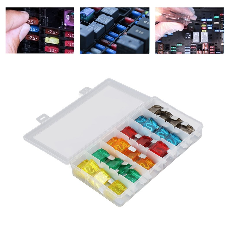 24PCS Car Blade Fuses Zinc Alloy Fuse Assortment Set Automobile