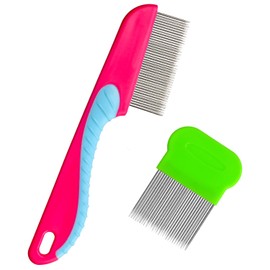 Acooruiteng 2 Pieces Lice Combs Reusable Head Lice Combs Durable Lice Comb Plastic Head Lice Comb Stainless Steel Headlice Comb for Adults,Kids,Dogs,Cats,Head Lice Treatment,Removes Louse