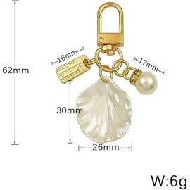 Wentoenapp Gold Pendant Handbag Rhinestones Keychain Keyring Shell Purse Charm Crystal Pearl Keychains Car Ring Accessories, Car Keychain