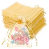 Xthrotsenk 100PCS Organza Bags 2x3 Inch Gold Wedding Favor Bags