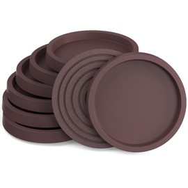 WOGOD Chair Leg Floor Protectors, Non-Slip Rubber Feet Furniture Coasters Cups of 2.5 inch for Hardwood Floors (8, Round Brown)