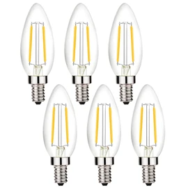 Beonllay 12 Volt LED Candelabra Bulbs E12 Base Light Bulb 25 Watt Warm White 2700K, 12-24 Volt Low Voltage Candelabra Bulbs LED 2W for 12 Volt System, 6 Pack