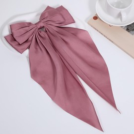 Large Silky Satin Hair Bows for Women Girls,Long Tail Hair Ribbon Bowknot French Barrettes,Big Metal Hair Clips Hairpins, Wedding Everyday Dress Decor Accessory Gift Korean Pink
