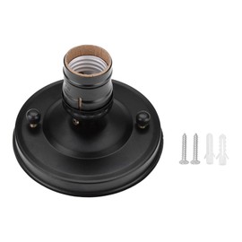 LiebeWH E26/E27 Vintage Industrial Ceiling Wall Light Base Holder Pendant Bulb Lamp Screw Socket Easy Installation (Black), LIEBEWHHUSNM3FKPA-01