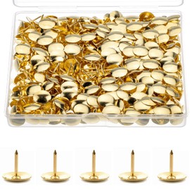 1000pcs Drawing Pins, BetterJonny 9.5mm Gold Push Pins Iron Thumb Tacks Head Nail Pin Doornail for Office or DIY