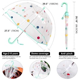 KOULONGDAMI Kids Clear Umbrella for Rain Dome Bubble Umbrellas Windproof for Kids Boys and Girls