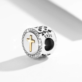 Eusense Charm 925 Sterling Silver Bead Charms, Fit European Bracelets, Bracelet Pendant Jewellery Gift, Sterling Silver, Cubic Zirconia