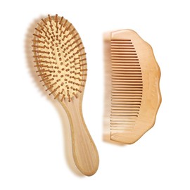 2 Piezas Cepillo De Bambu Para Cabello, Cepillo Para Cabello, Peine Para Cabello, Cepillo De Bambu, Cepillo De Madera Para Cabello, Masaje Para El Cabello, Adecuado Para Hombres Y Mujeres