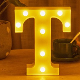 JYB Hopefuture LED Letters 3D Lamp Illuminated Letter, Decoration Night Light Lamp for Wedding, Birthday, Party, Christmas Lamp (T)