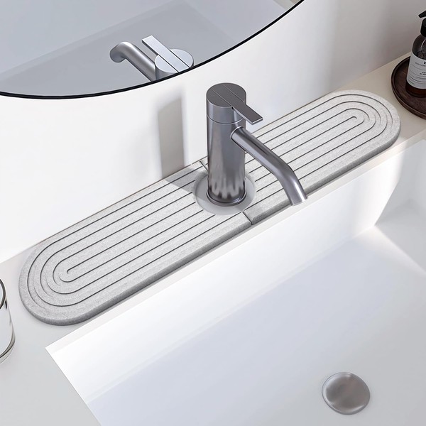 LeKuni Dish Drying Mat Sink, Diatomaceous Earth Stone Sink Splash