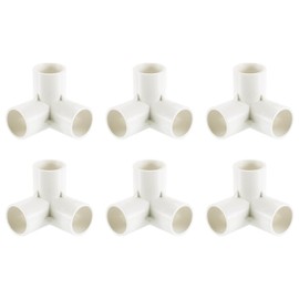 sourcing map 3/4" PVC Fittings, 2 Pcs 3 Way Elbow Connector Elbow PVC Furniture Fittings Corner Fitting for Water Supplies PVC Furniture DIY Shelf Greenhouse Tent Connection, White