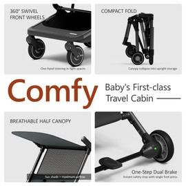 Bebehoo Lightweight Travel Baby Stroller, Foldable Portable Airplane Compact Umbrella Strollers for Toddler 1-3 Years (Partial Canopy,Deep Green)