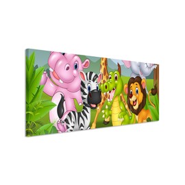 Canvas Image Cartoon Drawing Funny Animals in the Jungle Canvas Exclusive Modern Photography For Your Wall Art in different sizes
