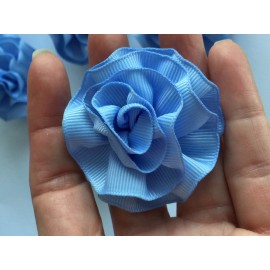 Unbranded Carnation Shaped Lapel Stud Pin - Cornflower Blue Ribbon Texture 2 Inch