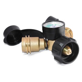 DOZYANT Propane Tank Y Splitter Adapter Gauge, Propane 2 Way LP Gas Adapter Tee Connector Adapter for 5lb to 40lb Propane Tank Cylinder, Universal for Gas Grill, RV Camper, More Appliances