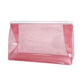 TotePrint 2pcs Brown Fashion Small Glitter Clear Cosmetic Travel Toiletries Bags Shiny Transparent PVC Makeup Pouch Bag for Bathroom Vacation and Organizing (Brown)