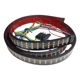 Tianle 60 Inch Truck Tailgate Light Bar, Triple Row LED Truck Tailgate Side Bed Light Bar Strip Sequential Amber Brake Running Turn Signal Red/White Reverse for Pick Up Truck SUV (60 inch)