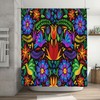 BenYaSong Mexican Shower Curtain，Birds Colorful Flowers Mexican Embroidery Style Art