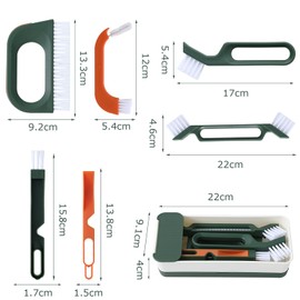 Gucass 7-in-1 Joint Cleaning Brush Kit, Ceramic Tile Cleaning Brush Kit, Joint Brush and Gap Cleaning Brush, Groove Cleaning Brushes, for Deep Cleaning of Showers, Floors, Bathroom and Kitchen (Green)