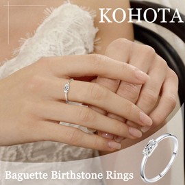KOHOTA Silver Birthstone Rings for Women Dainty Stackable Engagement Wedding Promise Rings Non Tarnish CZ Emerald Green Gemstone Ring Mothers Birthday Gift Size 6-10