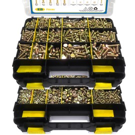 919 Pcs Grade 8.8 Metric Bolt Assortment, M4 M5 M6 M8 Heavy Duty Bolts and Nuts Kit, Yellow Zinc Plated, Length from 12-30mm (Yellow Box)