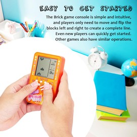 New Mini Brick Game Video Game Console Handheld Console Easy to Carry Children's Puzzle Console 23*99 Retro Vintage Retro Games Indoor Toys Outdoor Entertainment Electronics Toy Gifts (Orange)