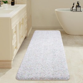 LOCHAS Bathroom Rugs 24" x 60", Non Slip Washable Bath Rug, Soft Thick Absorbent Quick Dry Microfiber Bath Mat for Bathroom, Shaggy Plush Luxury Bathroom Carpet Runner for Tub, Shower, Rainbow