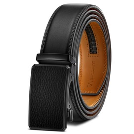 BULLIANT Men Belt, Ratchet Belt Adjustable For Gift Men Dress Jeans 1 3/8"-Cut For Fit(Black,30"-36" Waist Adjustable)
