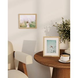 Marsmiles 8x10 Wooden Picture Frame, USA-Sourced Natural Oak Solid Wood Photo Frame with Plexiglass for Display Pictures 5x7 with Mat or 8x10 without Mat, Natural, 1 Pack