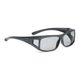 Over Glasses with Polarising Sun Protection Lenses – Ideal for People Who Wear Glasses – Shape: Square (Black)