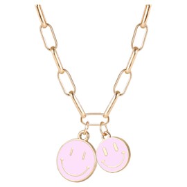 VPACC Smiley Face Pendant Necklaces Trendy Aesthetic Preppy Stuff Happy Face Choker Necklaces Cute Colorful Hypoallergenic Y2K Gifts Jewelry for Women Teen Girls