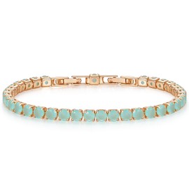 Tennis Bracelets for Women Blue Crystal Cubic Zirconia Bracelet Gold Plated Classic Diamond, Hypoallergenic Prom Jewelry Gifts