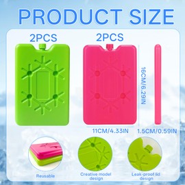 Kühlakku 4er Set je 200 ml,Kühlakkus für Kühltasche,Wiederverwendbare Flache kuehlakku,Kühlakku für Lunch,Kühltasche und Kühlbox Klein,Kühlpack für Kühltragetasche,Kühlakkus Dünn (Rosa Grün 2)