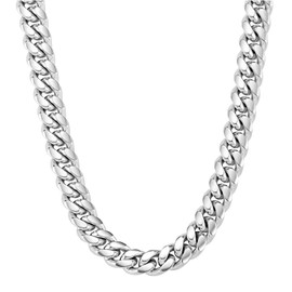 VEXXS Cuban Link Chain Flat Cut, 18K Real Gold Plated Gold Chain, Durable No Color Fading 10mm 12mm Men’s Necklace Chain Street Wear Hip Pop Necklace Chain Urban Fashion Flat Cuban Necklace